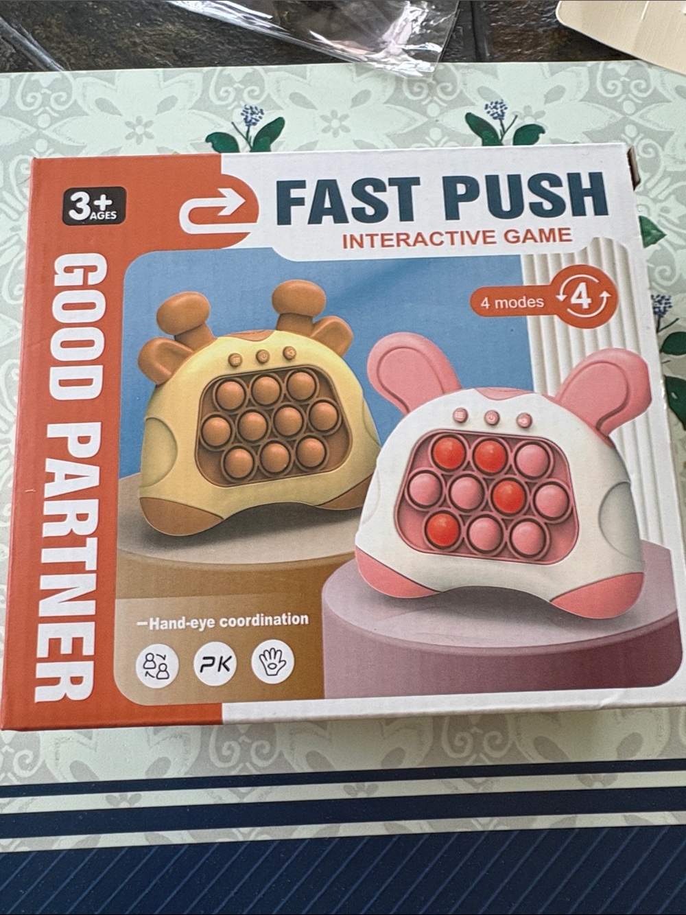 Fast Push Interactive Push-Button Toy - Pink & Cream